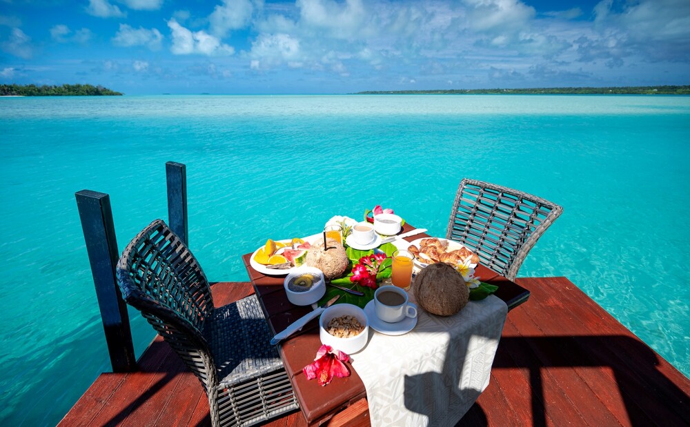 3. Aitutaki Lagoon Resort   Overwater Bungalow Breakfast on Deck (1)