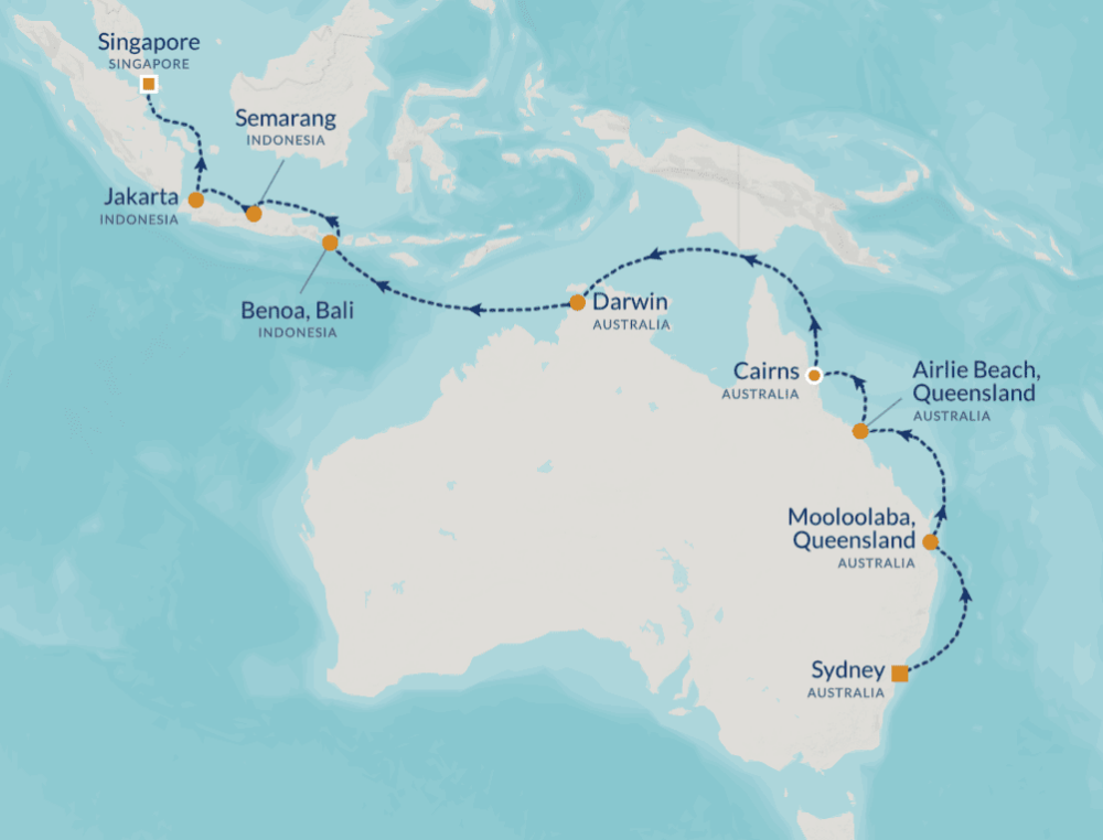 Azamara Australia and Indonesia MAP