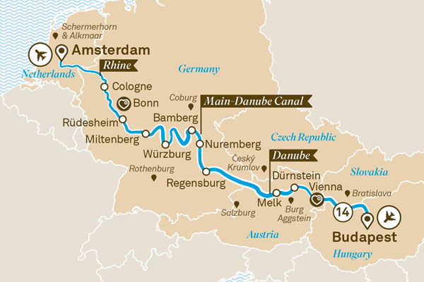 BUD AMS River Cruise Map