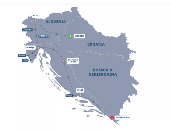 Best of Croatias & Slovenia map