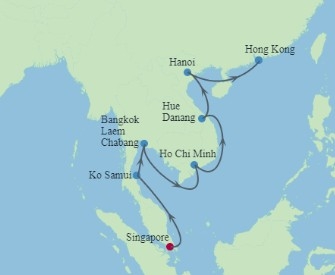 Cel SIN to HKG map