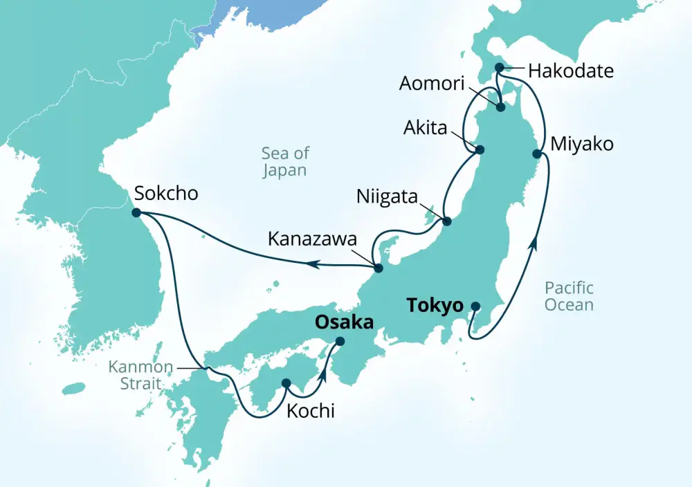 Cruise itinerary map