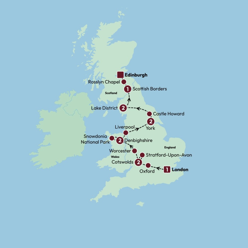 Highlights of Britain map