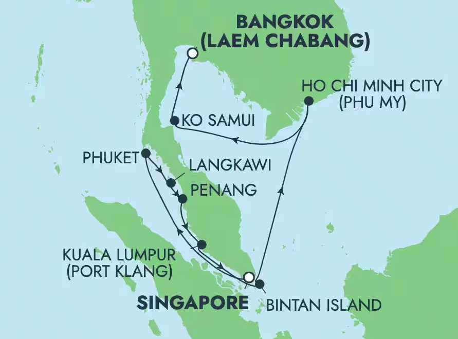 NCL SIN BKK map