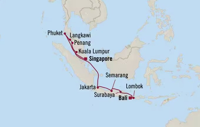 Oceania cruise SIN to DPS NOV26 map