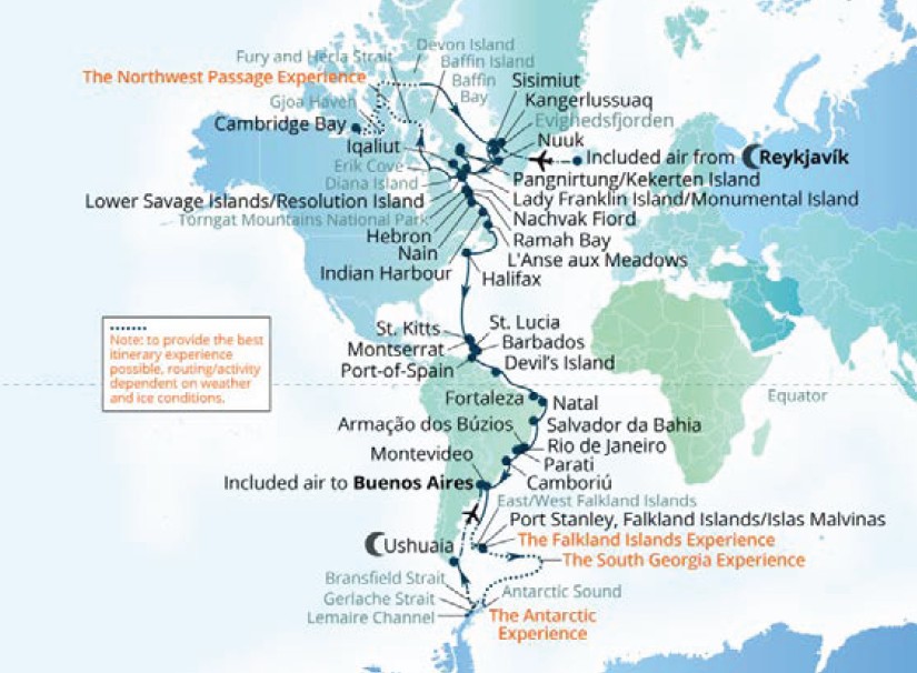 Pole to Pole Map Seabourn