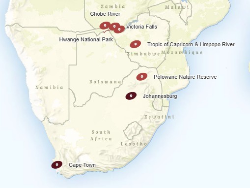 Rivers and Rail of Africa AmaWaterways map