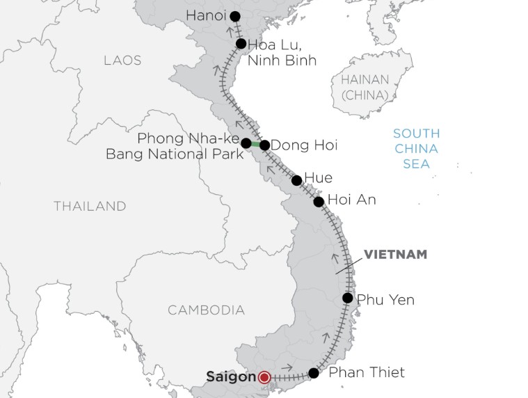 SJourney Vietnam by train map