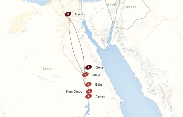 Secrets of Egypt and the Nile Ama map
