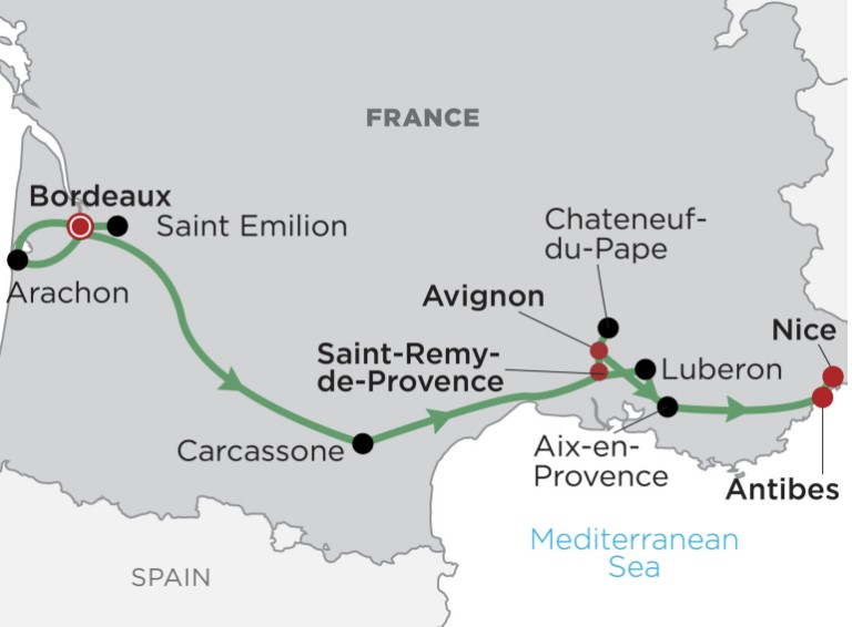 Vineyards, Villages and the Riviera map