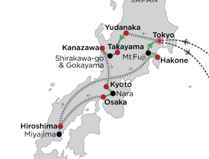 World Journeys packageMap Cherry Blossom Japan April 202025001030